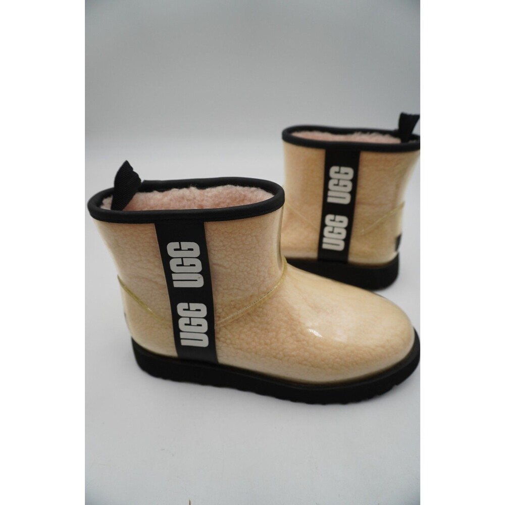 UGG CLASSIC CLEAR MINI NATURAL/BLACK WATERPROOF BOOT US 8/ EU 39 /UK 6 Shearling